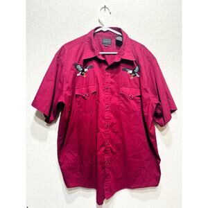 High Noon Western Snap Embroidered Eagle Shirt XL Short Sleeve